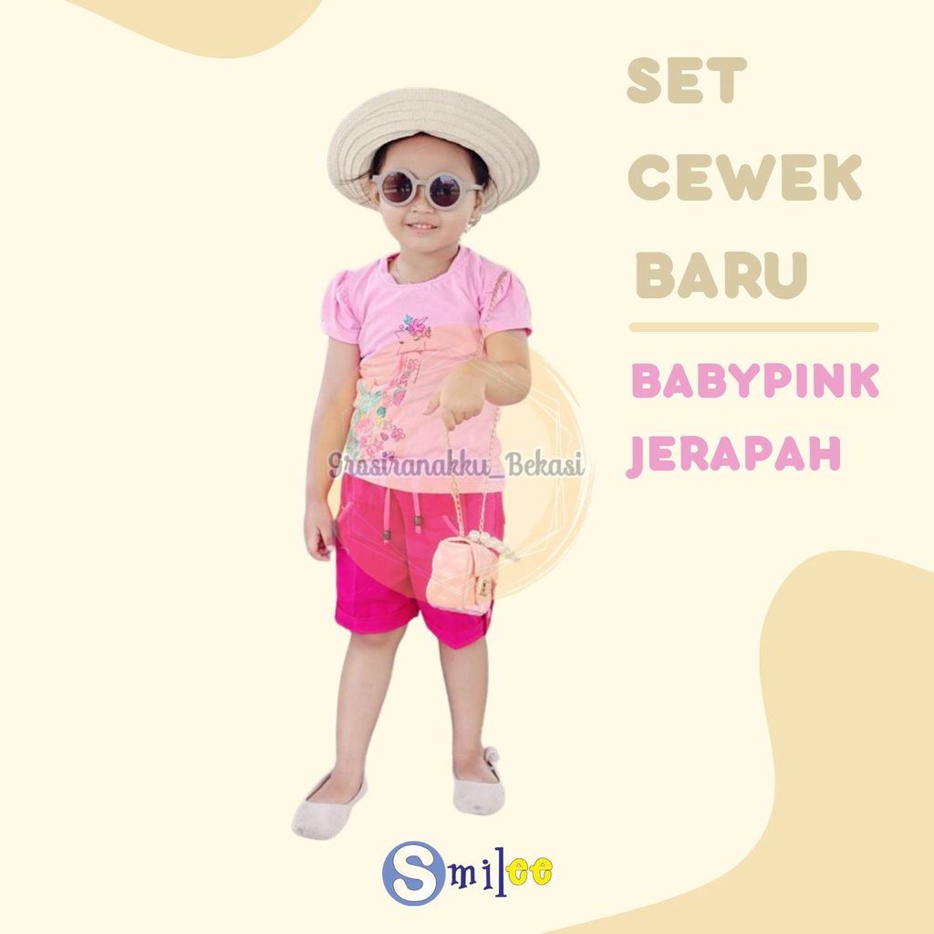 Setelan Anak Cewe Babypink Jerapah Size 1,2,3thn Murah