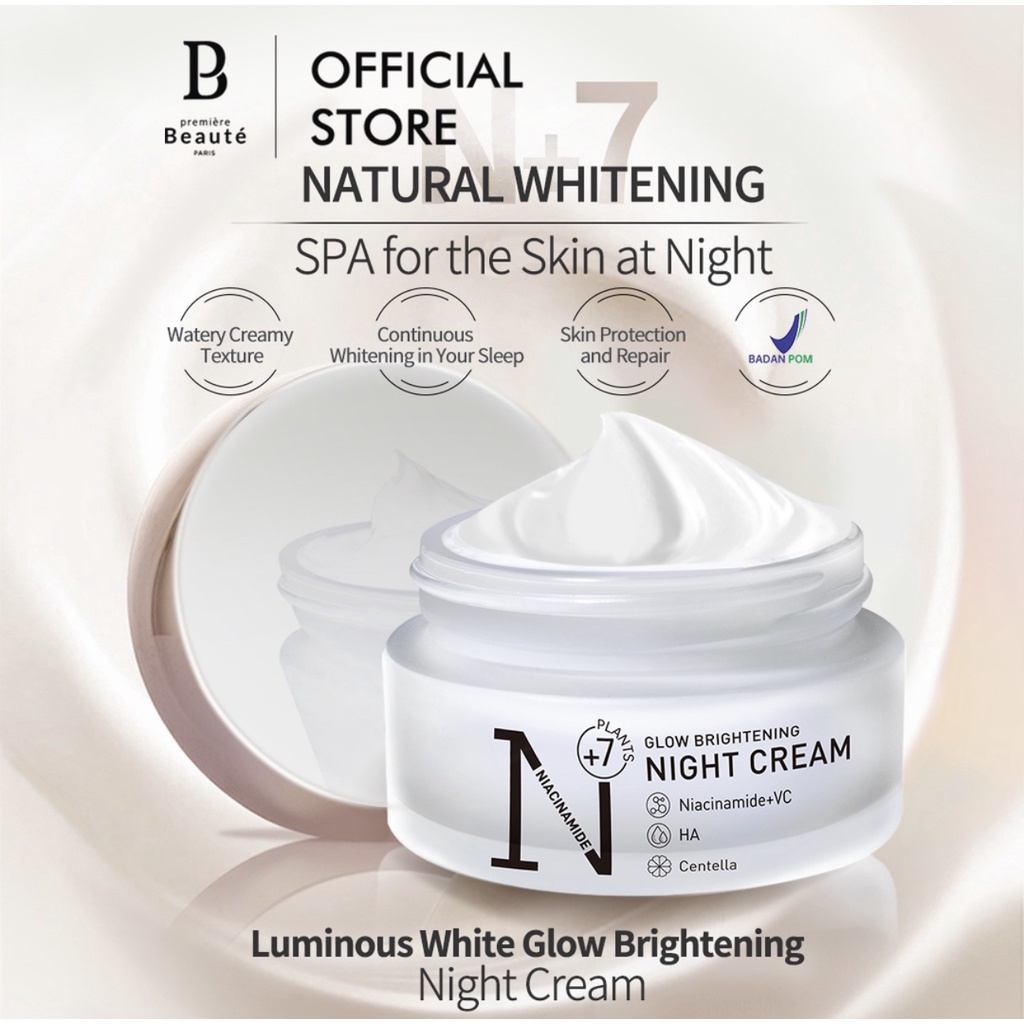 Premiere Beaute Luminous White Glow Brightening Night Cream 30g | Krim Malam