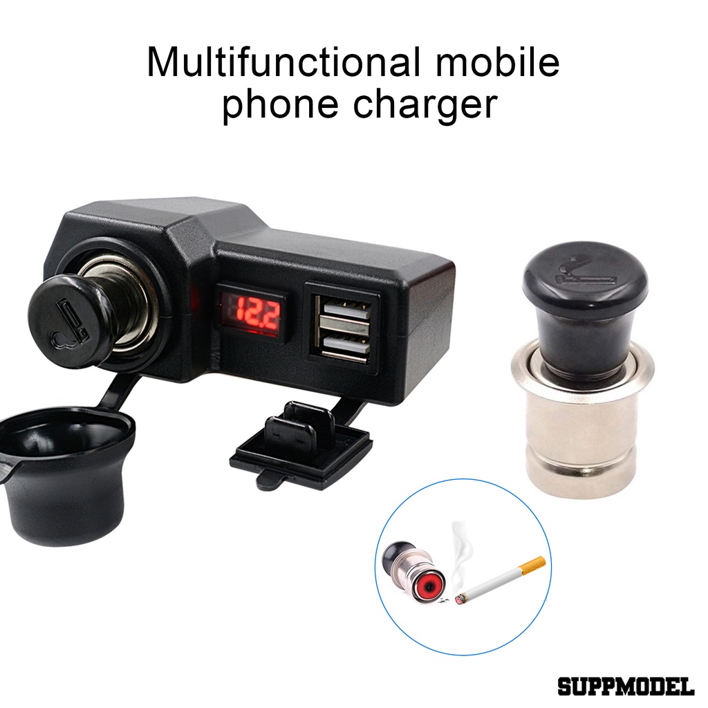 Spm Charger Dual Port Usb Dengan Voltmeter Untuk Motormobil