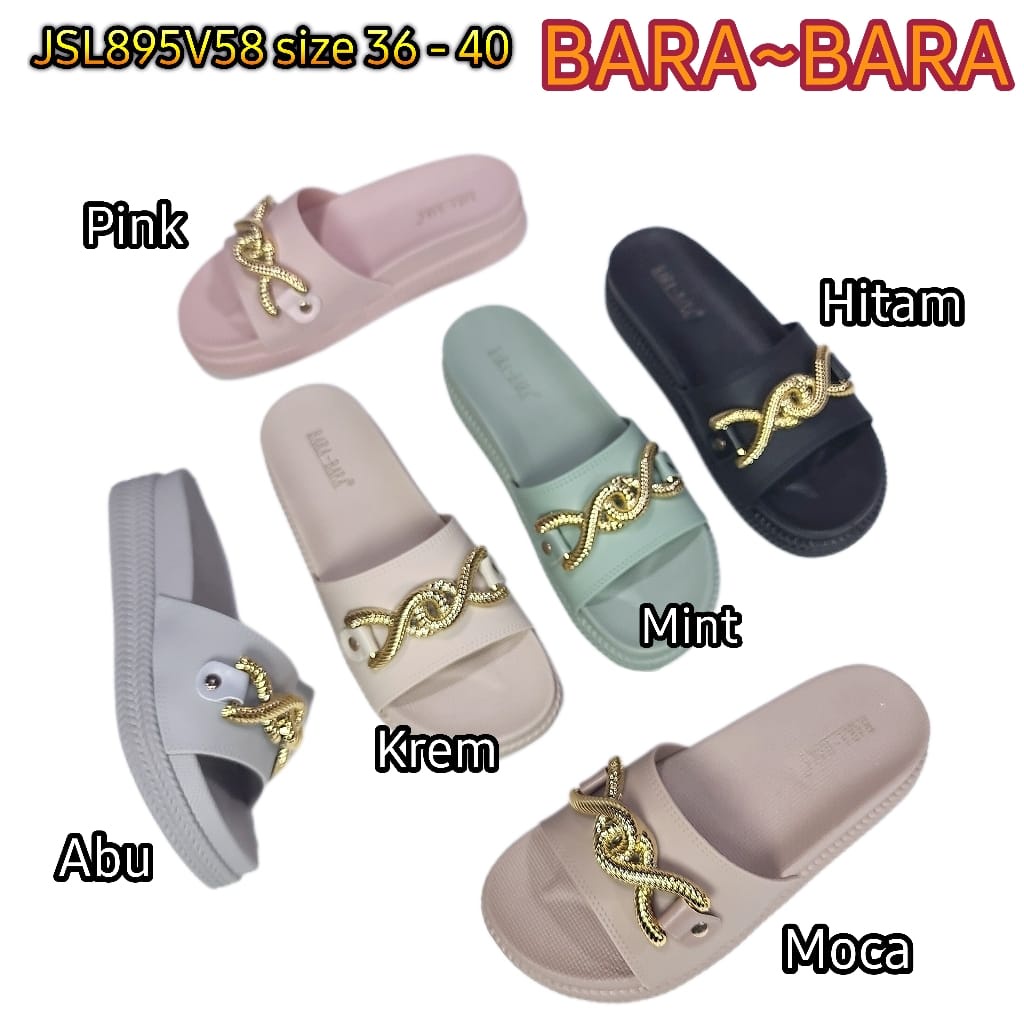 BARA BARA ORIGINAL jelly sandal karet murah empuk wanita selop import barabara cewek JSL895V58