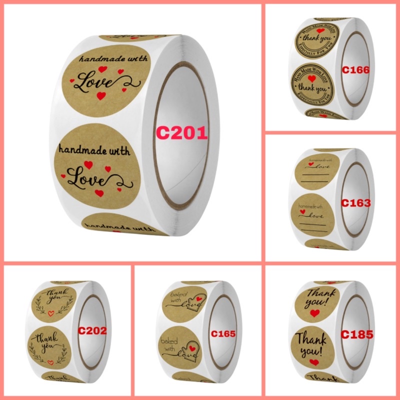 500 PCS (1 ROLL) Stiker Label Thank You /STICKER LABEL THANKYOU / STICKER SEGEL / STICKER LABEL PACKING / STICKER THANKYOU / STICKER BOX KUE / STICKER THANKYOU