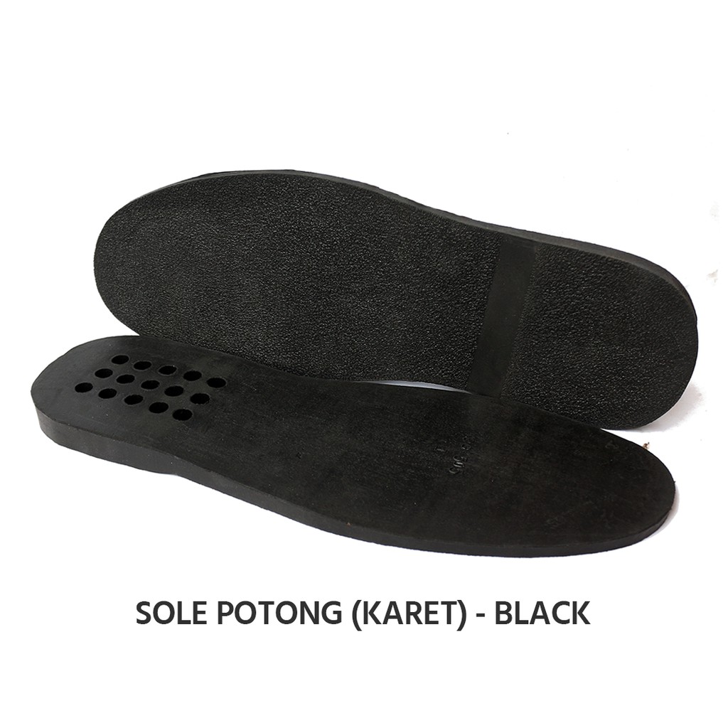 Sole Sepatu Potong Size 39-45 - Model Boat Top Sider - Karet - Hitam &amp; Krem - Outsole