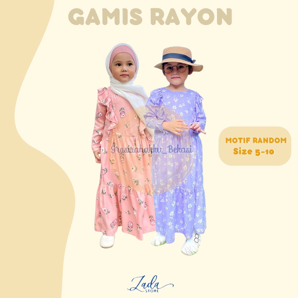 Gamis rayon anak Zadda Rumbay Mix Motif size 5-10thn