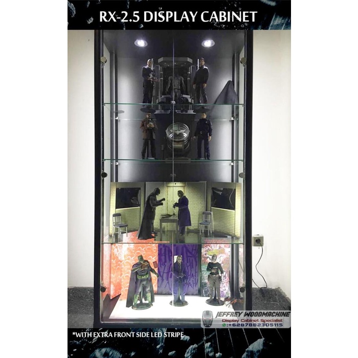 paket lengkap lemari rak pajang kaca RX-2 RX hot toys action figure