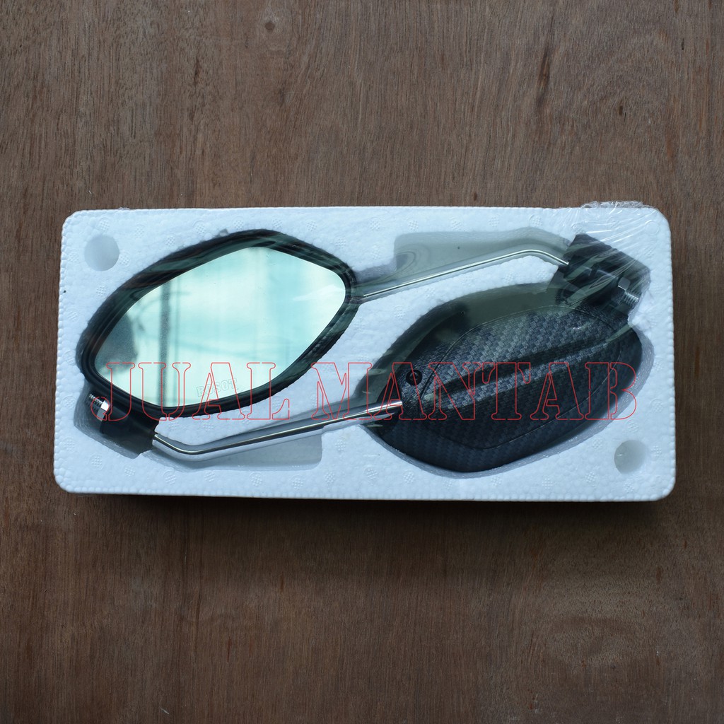 Spion Motor Karbon l Sparepart Variasi Spion Motor Tangkai Chrome Back Karbon Beat l Vario l Mio l Revo l Aerox l Dll Universal Honda Dan Yamaha Murah