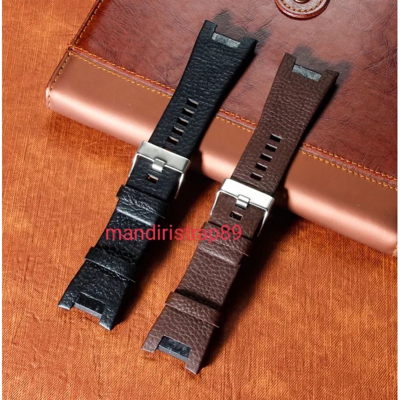 STRAP KULIT DIESEL 32MM CAKEP BAND TALI JAM TANGAN KALEP DZ 1216 1273 4246 LEATHER BLACK HITAM 32 MM