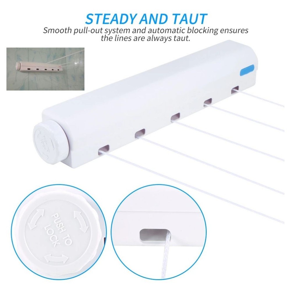 Alat Tali Jemuran Otomatis Portabel Retractable Clothesline   111153