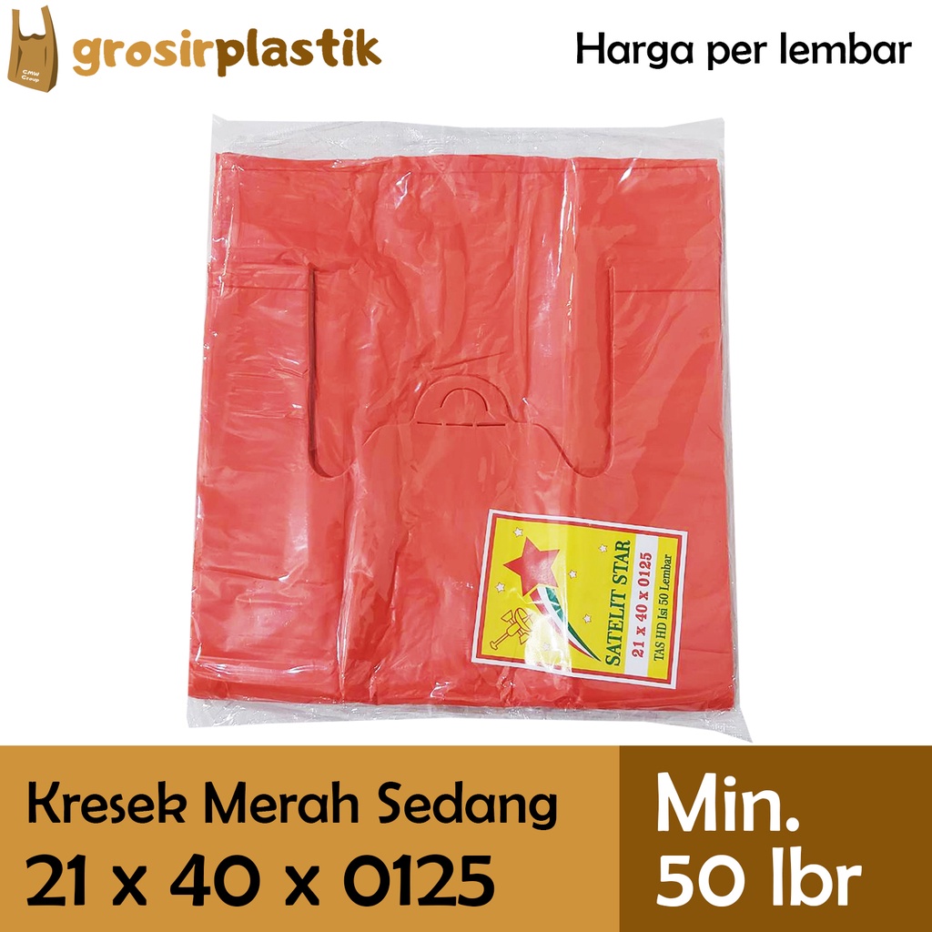 

[LBR] Grosir Plastik Kantong Kresek SATELIT STAR 21 x 40 x 0125 Merah M009
