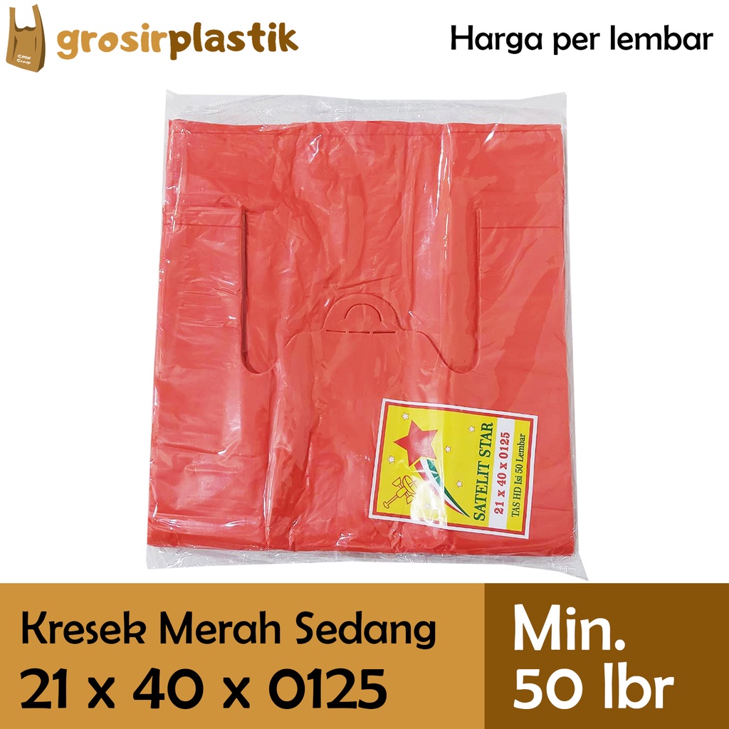 [LBR] Grosir Plastik Kantong Kresek SATELIT STAR 21 x 40 x 0125 Merah M009