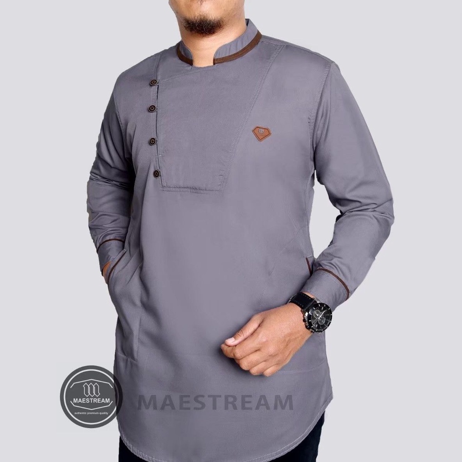 Baju Koko Pria Lengan Panjang - TOYOBO - M, L, & XL - Abu, Putih, Orange, Hijau, Navy, & Hitam - Baj