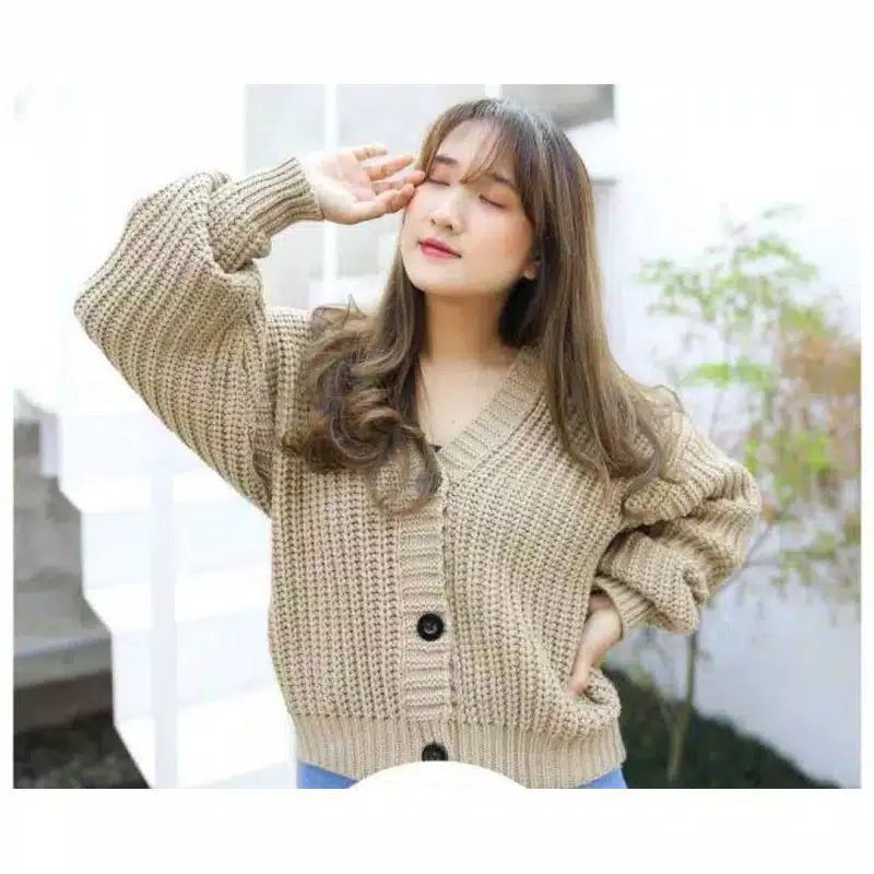 Eireen Cardigan Crop Premium | Nacara Outer Kardigan Wanita tipe 7Get Special-Krem