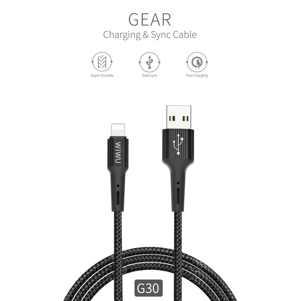 WIWU GEAR G30 - USB to Lightning Data Sync and Charging Cable 1.2M