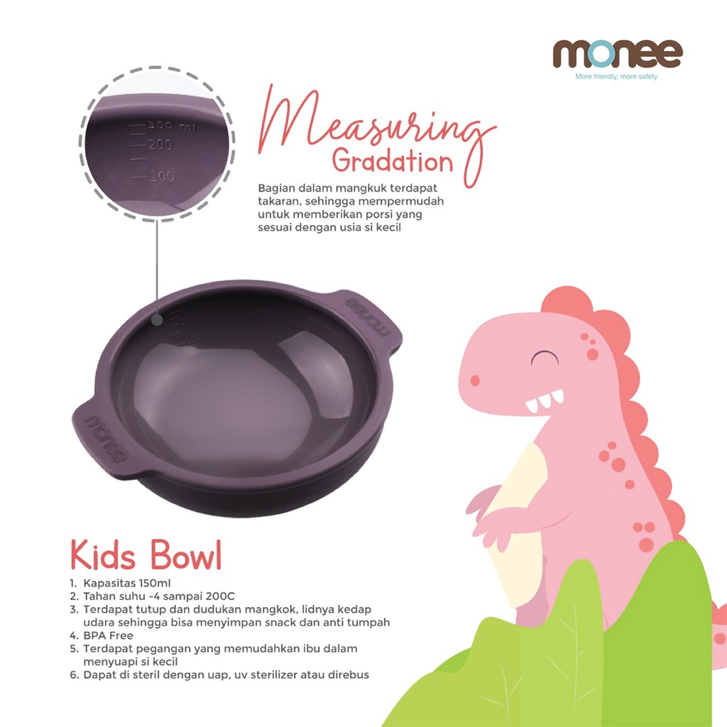 monee Kids Silicone Bowl Mangkuk Silikon Anak 300ml 4m+