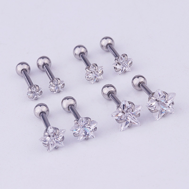 1 Pcs European American Style Prevent Allergy Stainless Steel Star Shape Women Earring