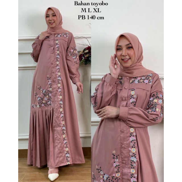 kasyna gamis daily bordir/Gamis Toyobo/ Gamis kekinian