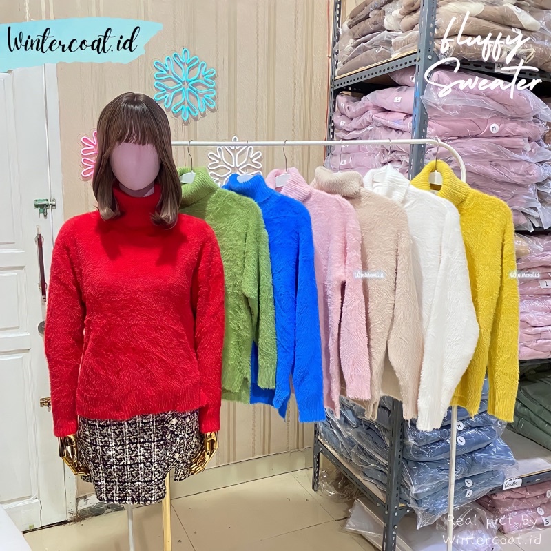 Sweater winter wanita fluffy atasan musim dingin import hangat gunung bromo Luna