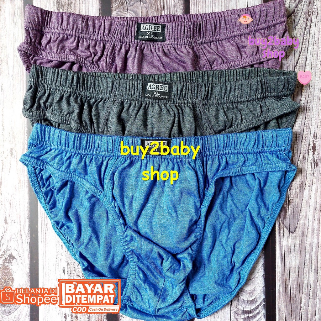 Celana dalam pria merk Agree katun rajut halus premium dus mika 3 CD