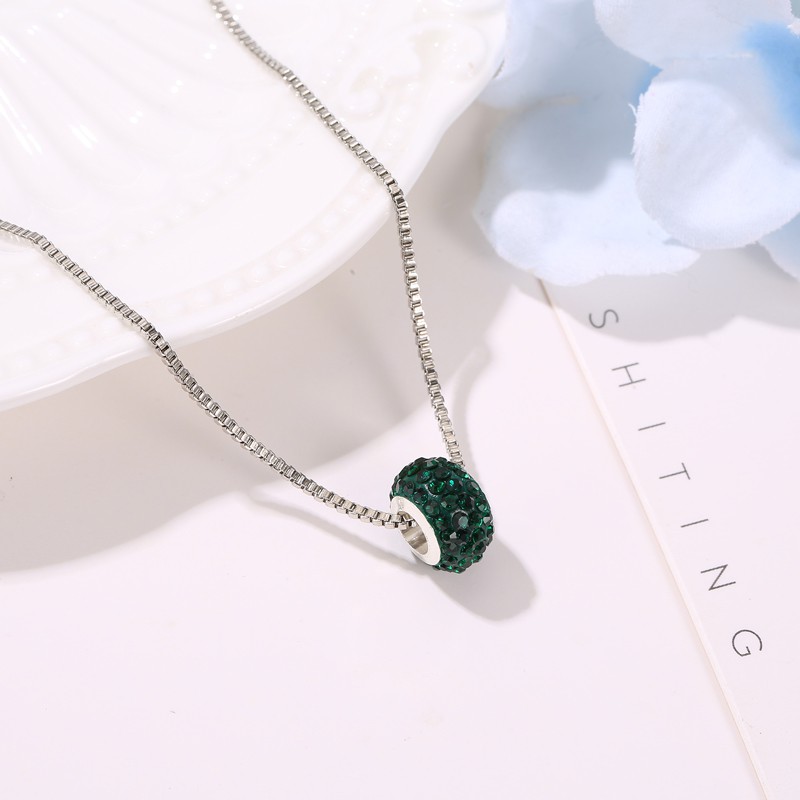 Gaya baru Kalung Titanium dengan Bandul Bola Crystal Kalung Fashion Import Wanita Model Bola Kristal