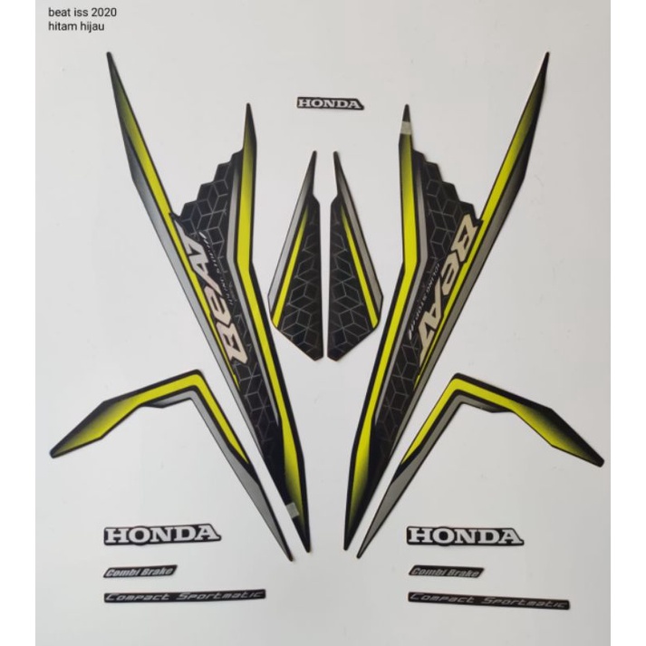 striping motor Honda Beat ISS tahun 2020 warna hitam hijau