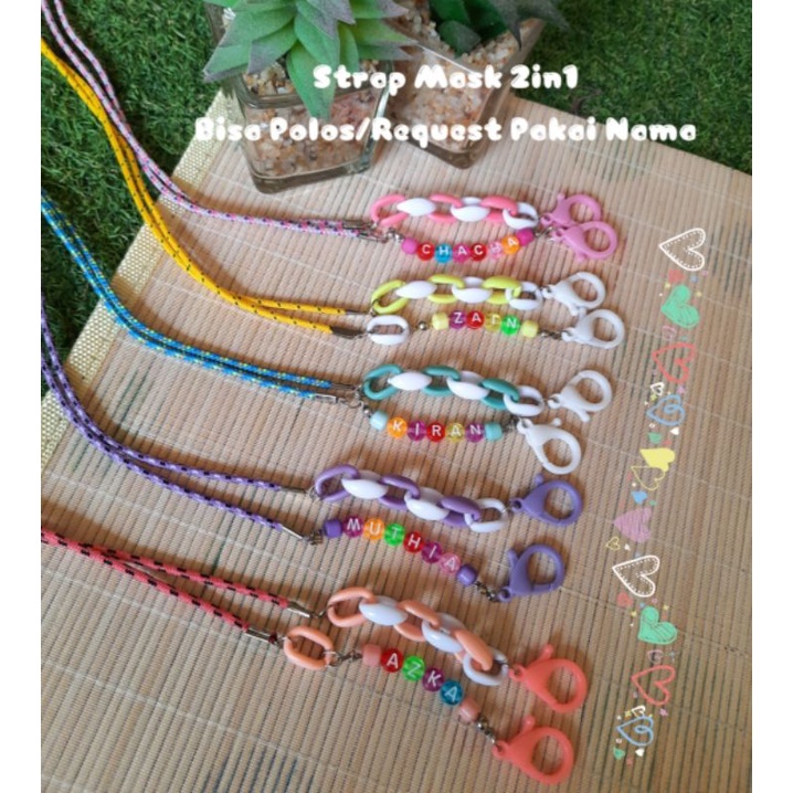 COD Kalung masker rantai warna pastel/ Strap Mask 2in1 hijab/ custom nama dewasa dan anak