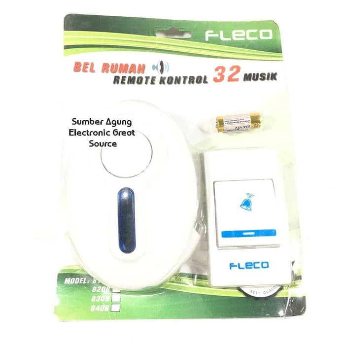 Fleco Bel Rumah 8108 AC Remote Kontrol 32 Musik Wireless Tanpa Kabel B
