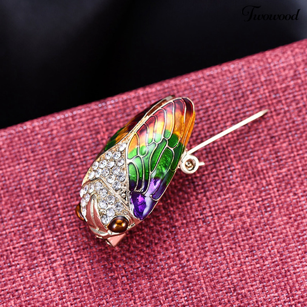 Twowood Collar Pin Fine Workmanship Anti-deform Alloy Exquisite Cicada Shape Coat Brooch Clothes Accessories