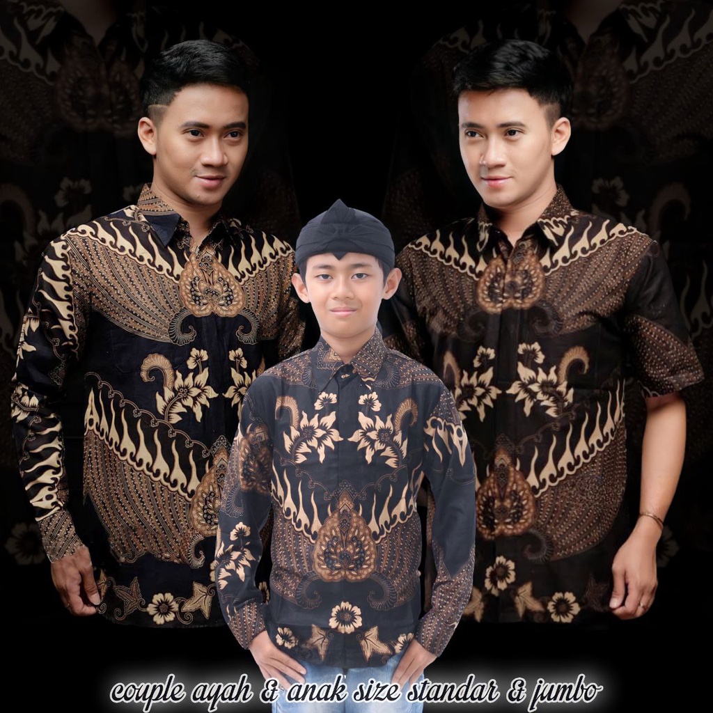 Baju Batik Couple Ayah &amp; Anak Laki Laki/pakaian anak Laki Laki/kemeja batik pria Lengan panjang/atasan kemeja pria/Batik pria lengan pendek/Batik pria jumbo