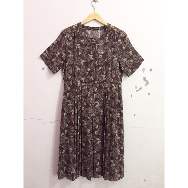 MANGO DRESS VINTAGE BUNGA PLISKET ORIGINAL