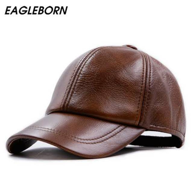 Topi kulit asli Premium Coklat Casual