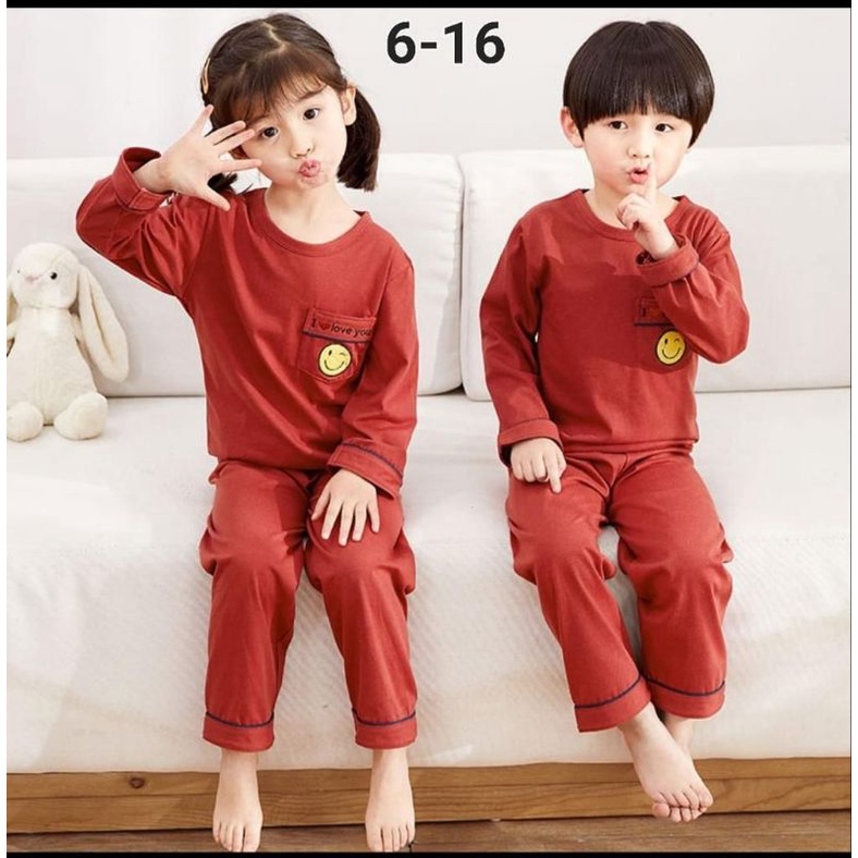 BAJU TIDUR ANAK SETELAN PIYAMA BAYI SET LENGAN PANJANG KAOS KATUN C18-A1,B1