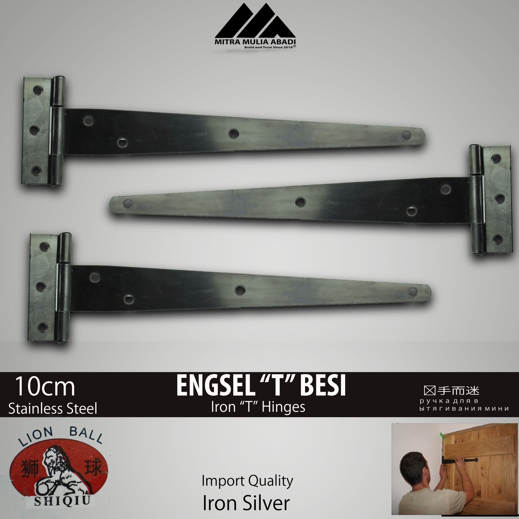 Engsel Gudang T 10 Inch Hinge Pintu Besar Tebal Tee Garasi 1pcs