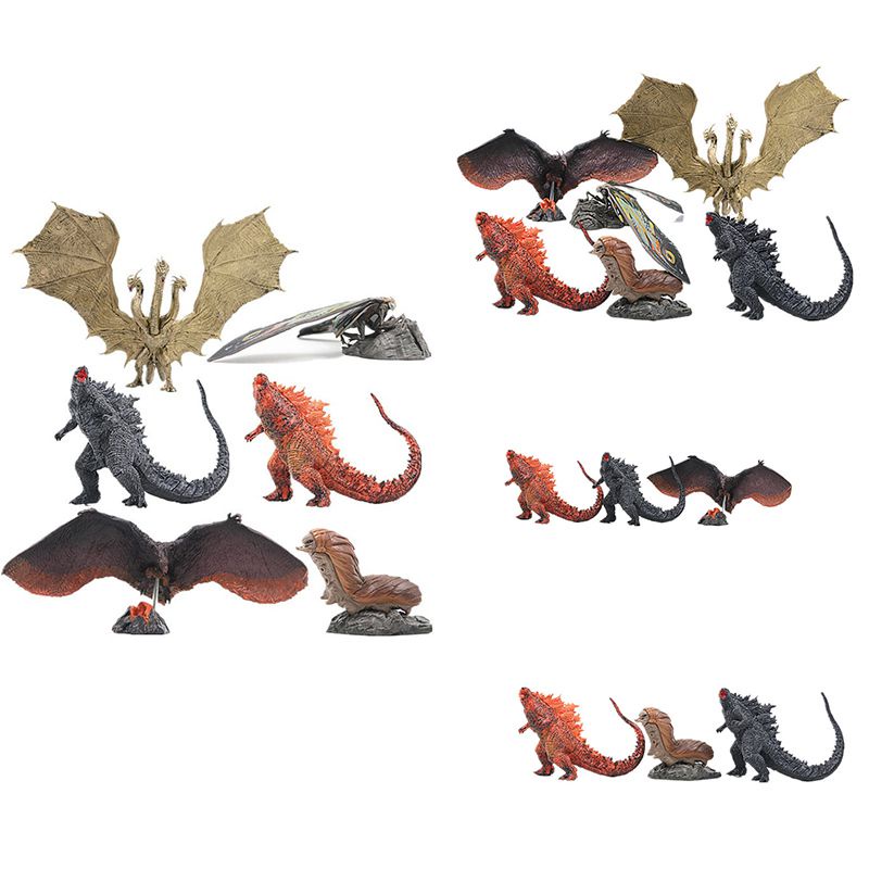 6pcs Monster King Godzilla Dinosaurus Mothra Ghidola Model Ornamen Tangan Ke Boneka