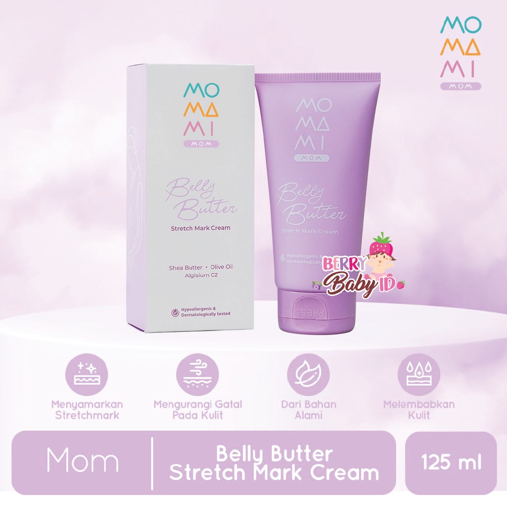 Momami Belly Butter Stretch Mark Cream Krim Penghilang Stretchmark Berry Mart