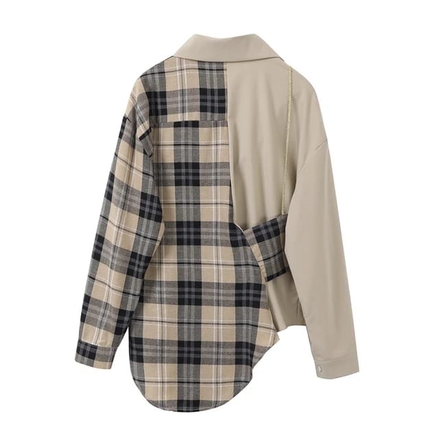 Vallina Outfit Eveline Shirt Atasan Kemeja Blouse Baju Top Wanita Arbera Mix Flanel Premium-1