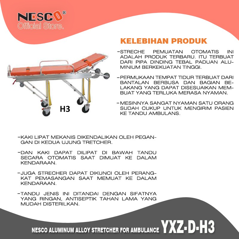 Nesco Aluminum Alloy Stretcher For Ambulance, Type Yxz-D-H3