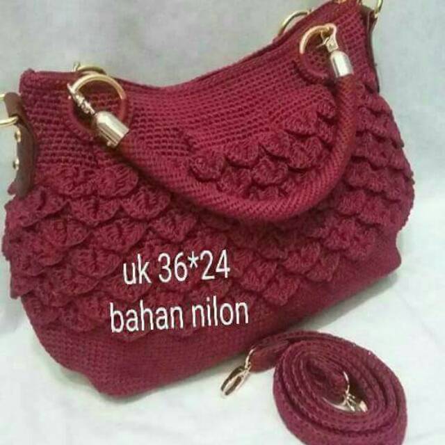 Tas rajut sisik / tas tote / tas wanita / tas selempang / tas rajut