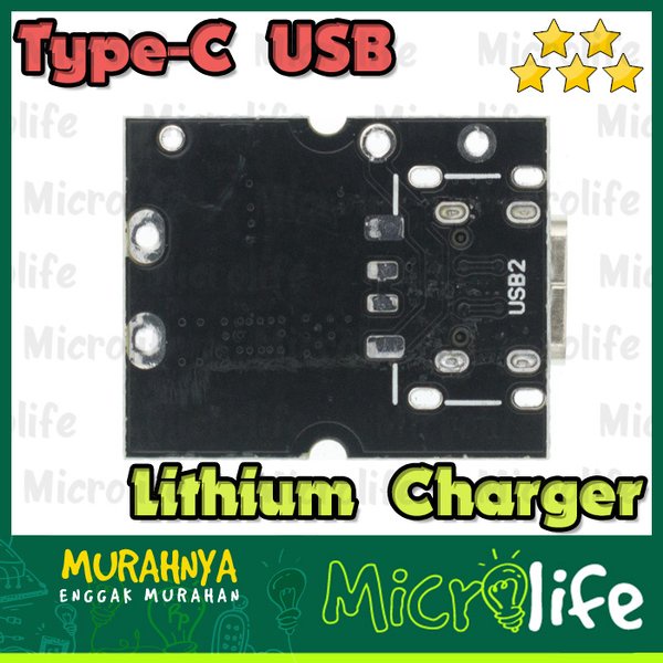 Type-C USB 5V 2A Step-Up Lithium 18650 Battery Charger Module