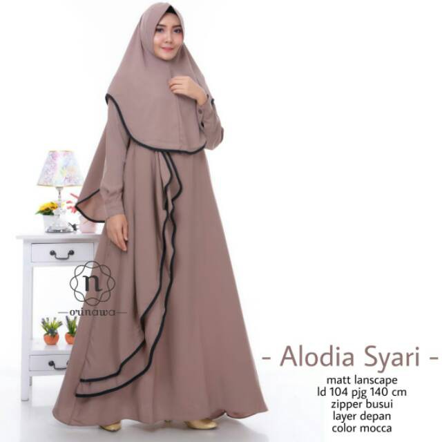 ALODIA SYARI Bahan Moscrepe (Free Hijab / Khimar) Setelan Syari Modern Gaun  Kerja Wanita Terbaru