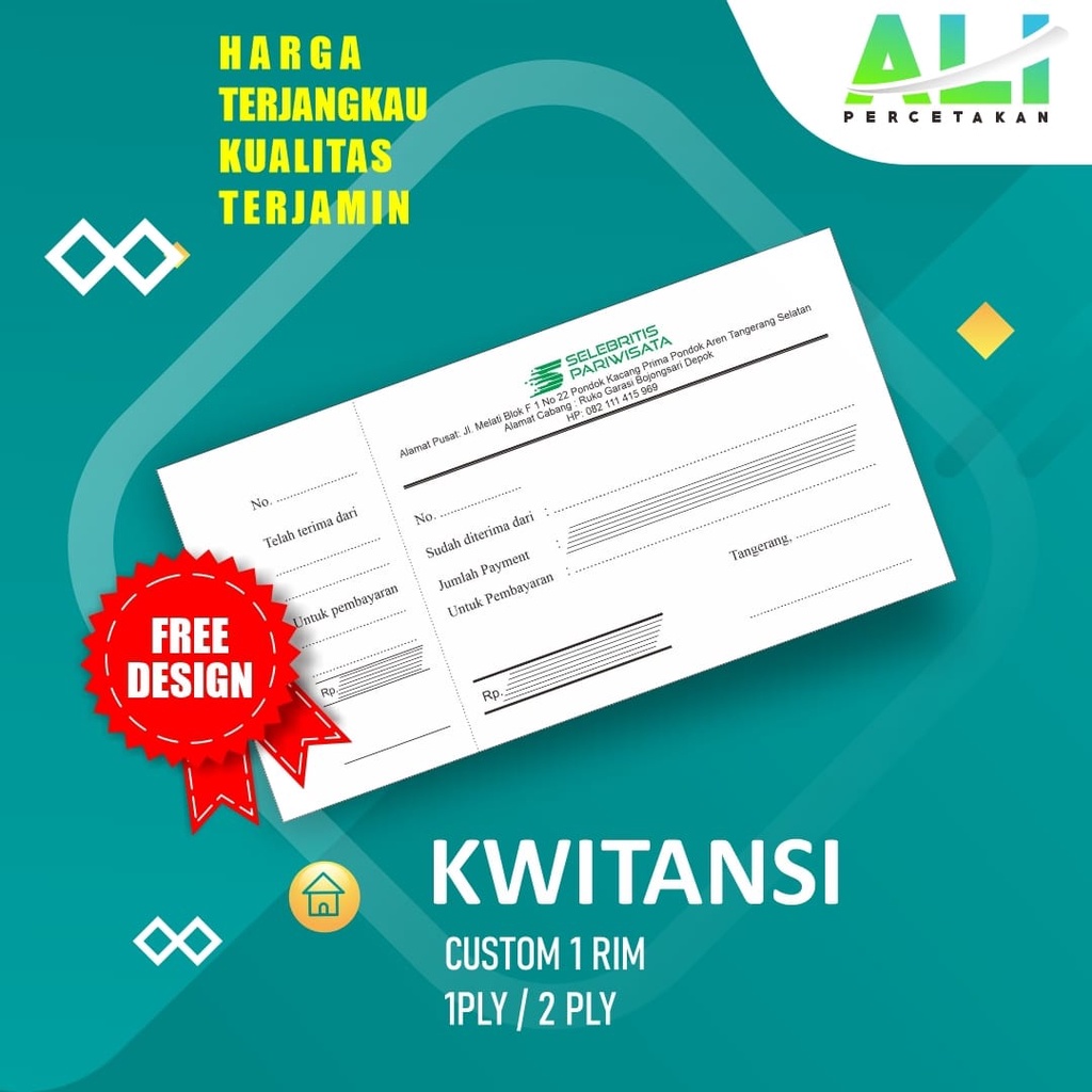 

Cetak Kwitansi/Custom Kwintansi 1 RIM UK 1/3 A4