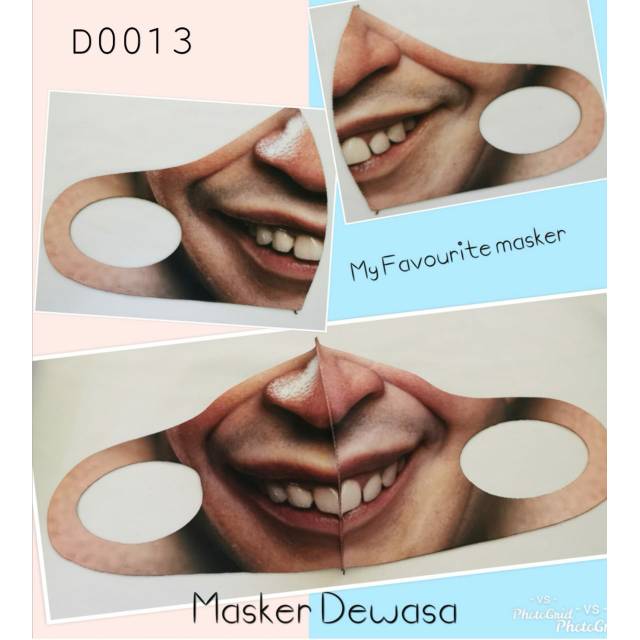 Masker Scuba Dewasa Motif Wajah Premium 3D