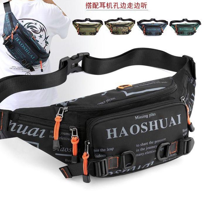 ➵ HAOSHUAI 5135 Tas Selempang Pria Waistbag Waterproof Impor 100% Haoshuai ✲
