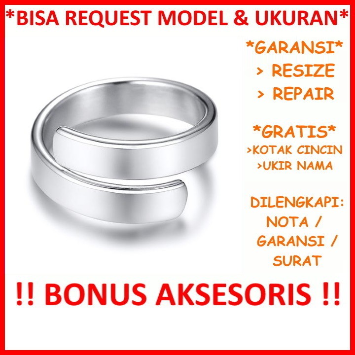 Cincin Kasual Kawin Tunangan Nikah Garansi Perak Asli Silver Handmade Gratis Ukir Tulis Nama Id125