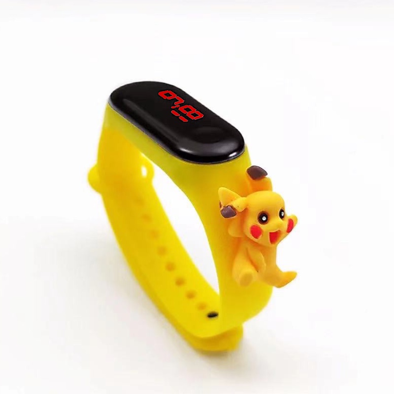 Jam Tangan Elektronik Led Motif Kartun Mickey Pikachu Bahan Silikon Untuk Anak / Jam Tangan Karakter