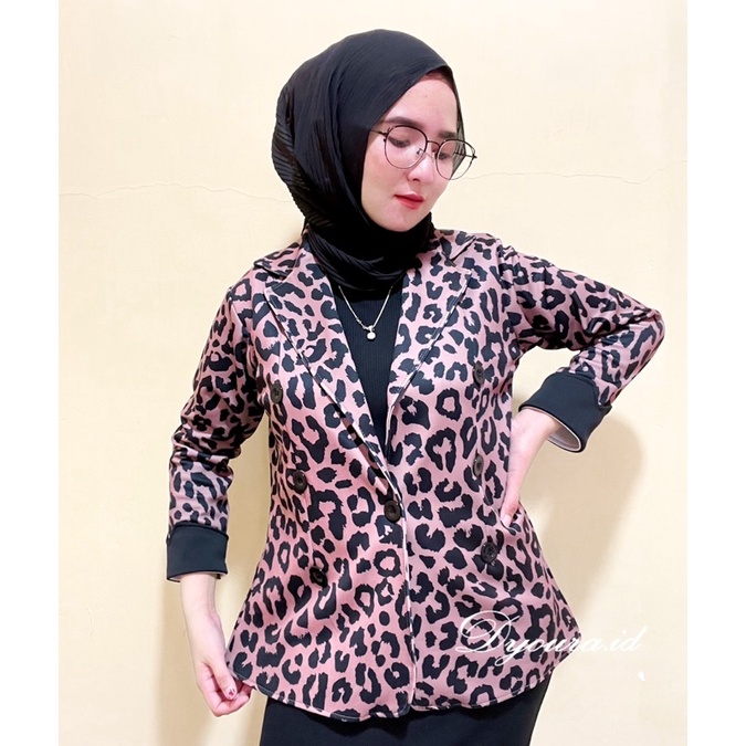 blazer wanita / blezer wanita / blazer / blezer / blazer import wanita / jaket blezer wanita / NEW BLAZER GC MOTIF LEOPARD PREMIUM