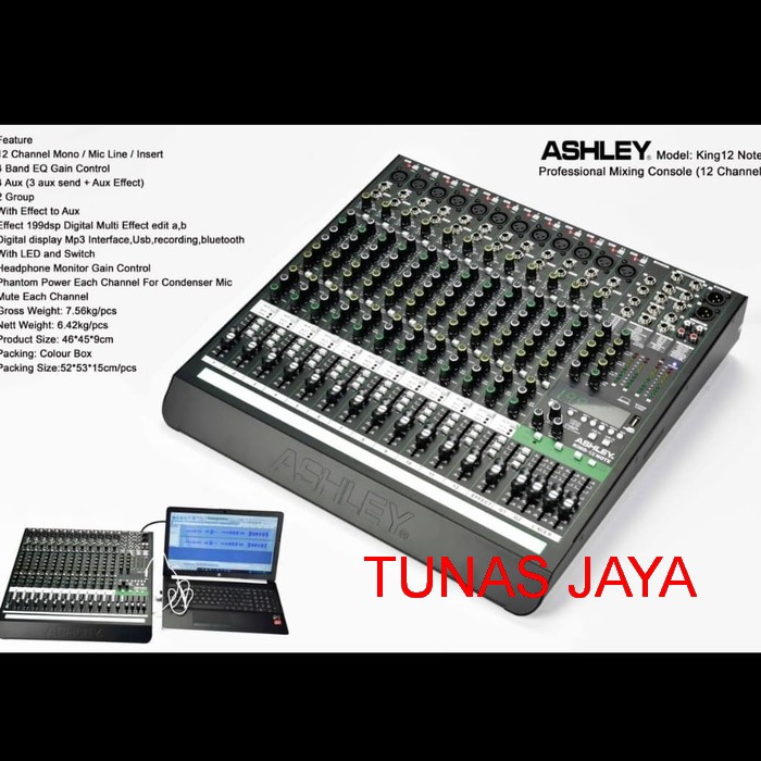 MIXER ASHLEY KING12 NOTE/KING 12 NOTE USB-BLUETOOTH-RECORDING TO PC NEW