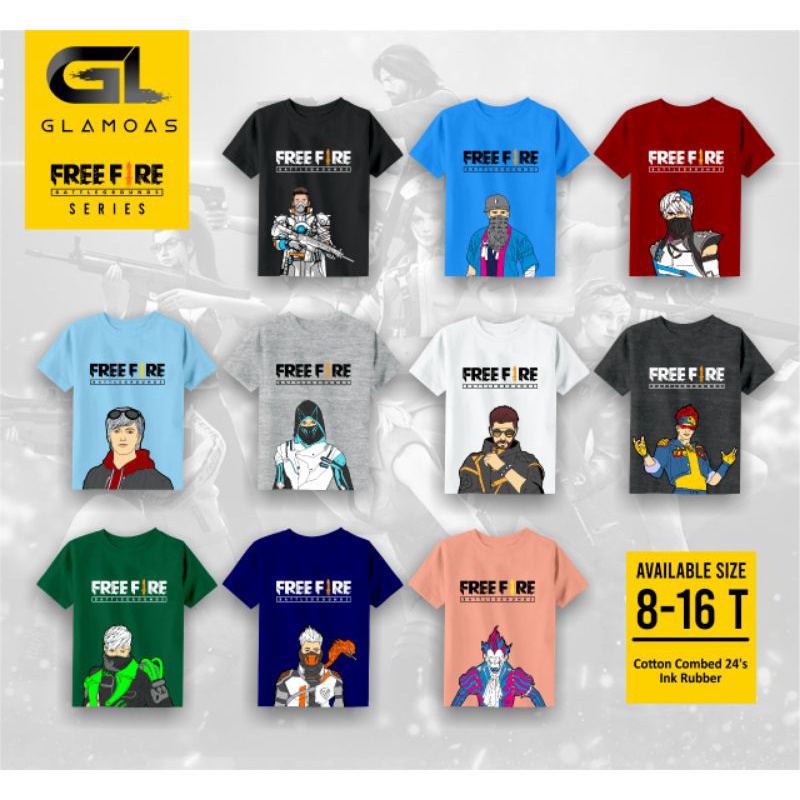 [8 - 16 Tahun] Glamoas Kaos Anak Lakilaki Remaja Tanggung Free Fire Series