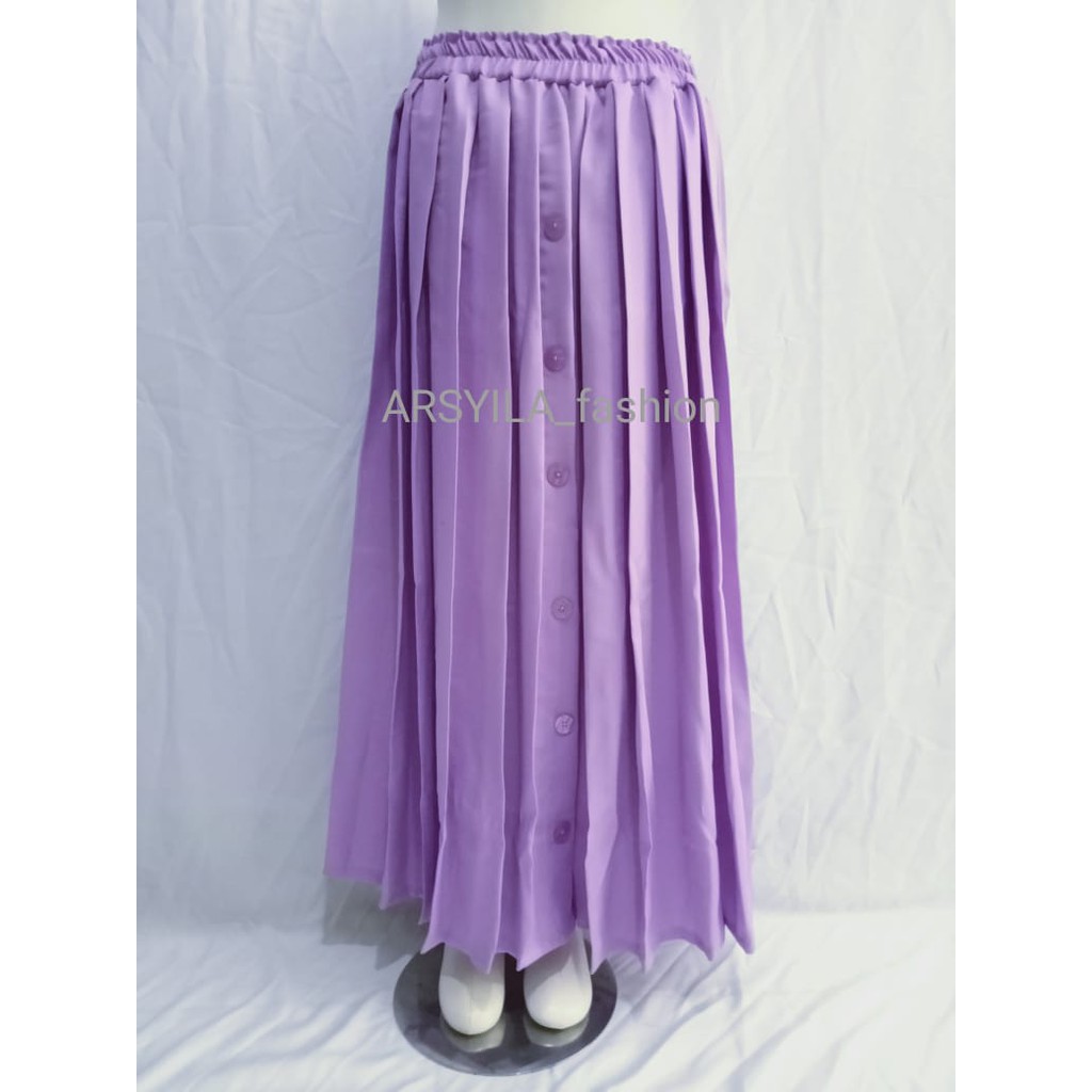 Rok Rempel Kancing Depan Moscrepe Premium/Rok  muslimah lebaran/Rok Terlaris part 1