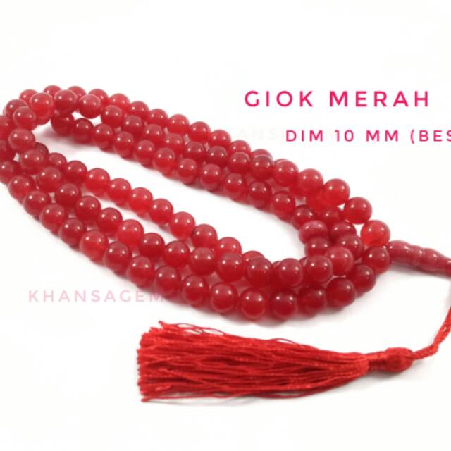 TASBIH BATU RED JADE DIM 10MM ISI 99 BUTIR PERLENGKAPAN IBADAH DZIKIR FASHION MUSLIM RAMADHAN SALE