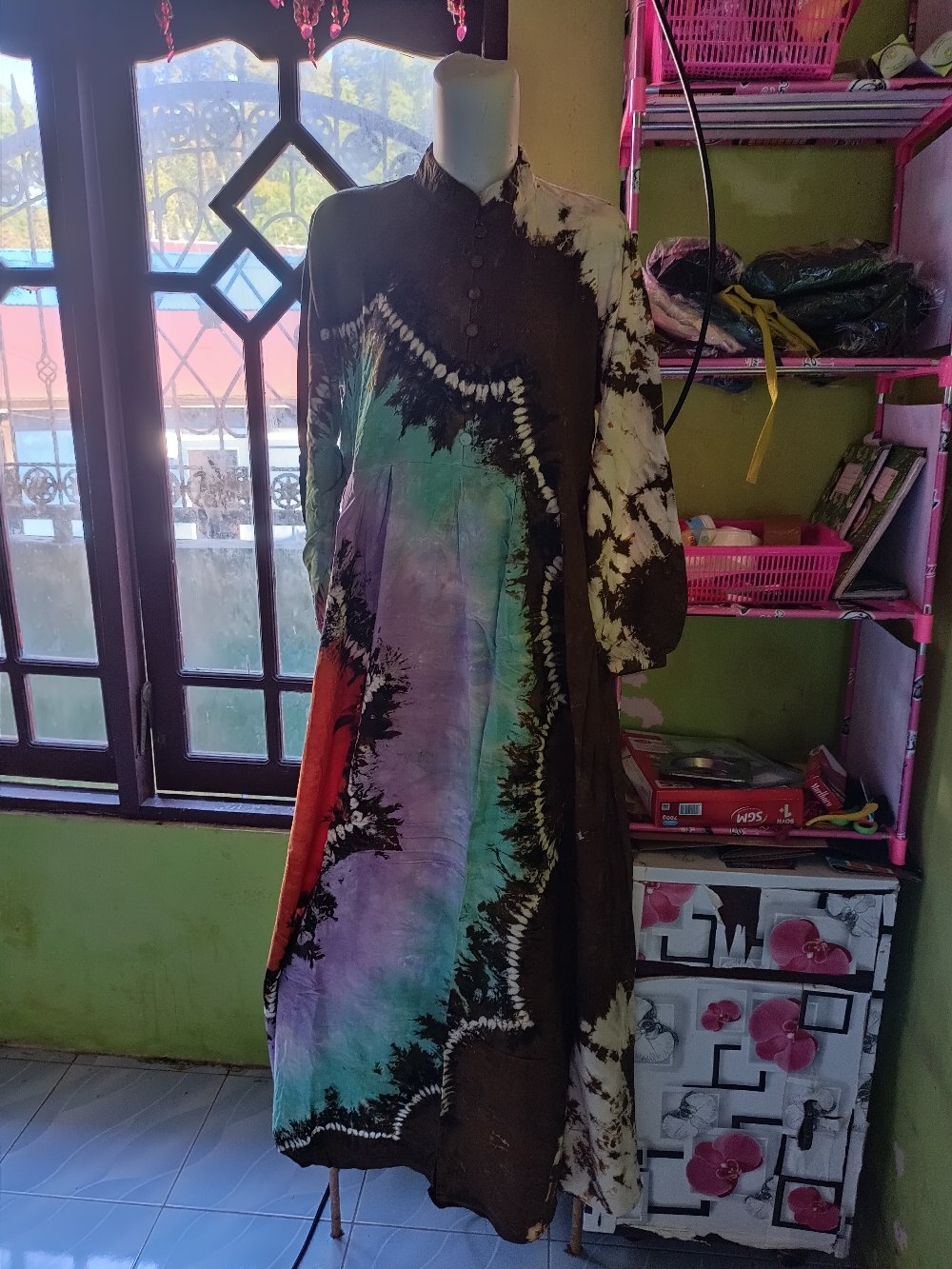New Arrival Gamis Twill Rayon Original Pelangi Gamis Twill Tiedye Gamis Ori Ar Batik Super Abstrak