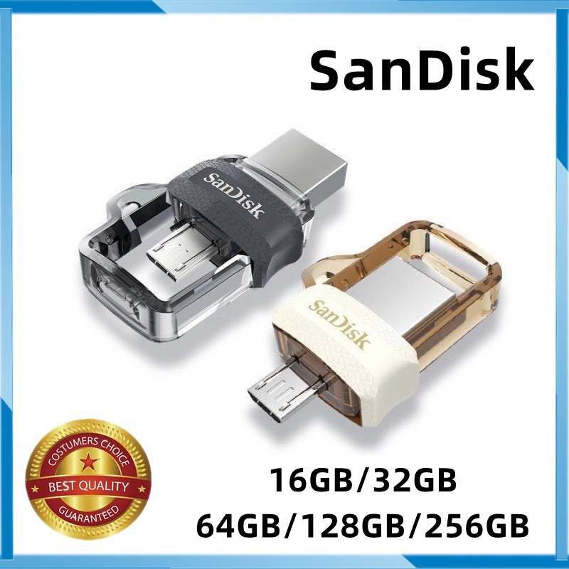 SanDisk Flashdrive Ultra Dual Drive OTG 16GB/32GB/64GB/128GB Transmisi 150M/S M3.0 Flash Drive Storage Eksternal- Gold(100% Original)